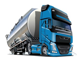 Obraz na płótnie Canvas Cartoon semi tanker truck isolated on white background