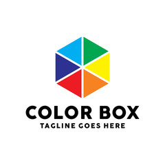 Colorful Box Logo Design With Geometry Concept. Identity Logotype. Package And Cube Emblem For Company. Digital Icon For Business. Creative And Modern Color Graphic Idea.
