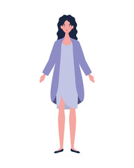 young woman standing on white background