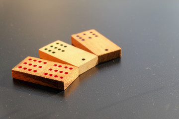 Old chinese game mahjongg on black background