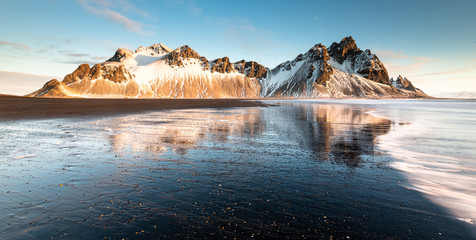 Iceland's most famous mountain, Vestrahorn, shot during the sunrise.