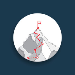 Route to the top of mountain concept of business journey