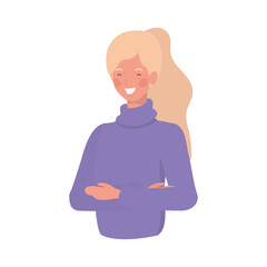 young woman on white background