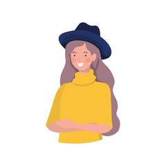 young woman on white background