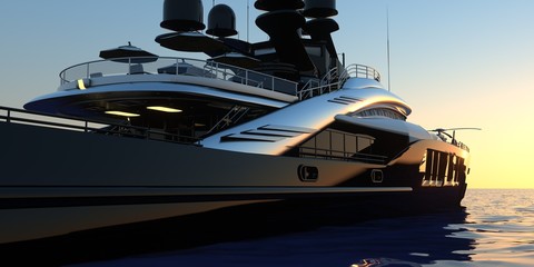 Luxury Super Yacht Extremely Detailed and realistic High Resolution 3D Illustration