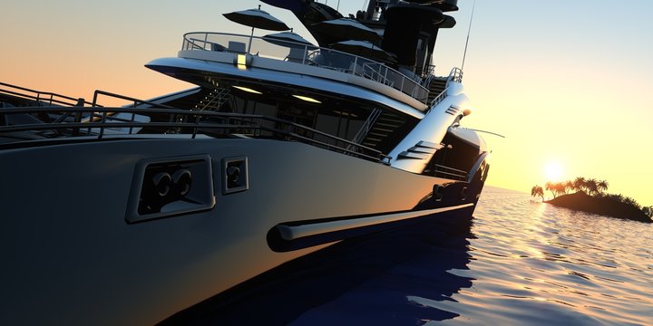 Luxury Super Yacht Extremely Detailed and realistic High Resolution 3D Illustration