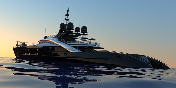 Luxury Super Yacht Extremely Detailed and realistic High Resolution 3D Illustration