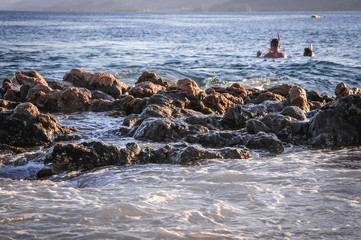 Rocks in Red Sea in Taba resort town, near the northern tip of the Gulf of Aqaba, Egypt