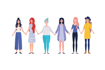 Obraz premium young women standing on white background