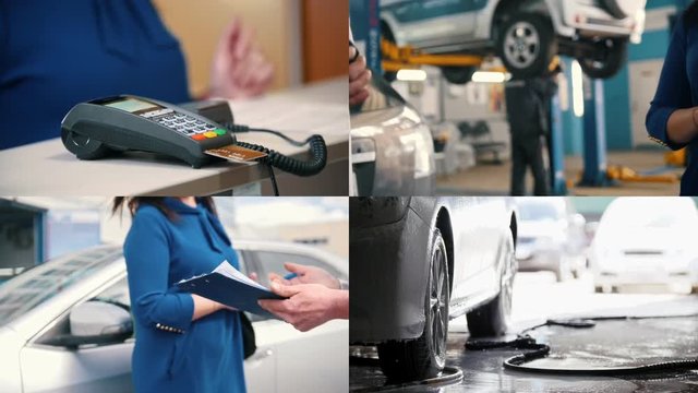 4 in 1: Car service, payment for services - washing cleaning repair