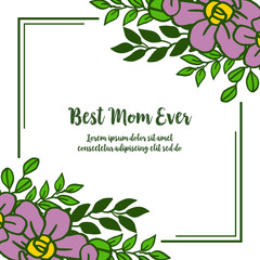 Vector illustration various beauty purple flower frame for lettering of best mom