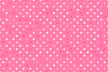 Pink polka dot. Wide Seamless pattern Vector background. Kids surface design - obrazy, fototapety, plakaty