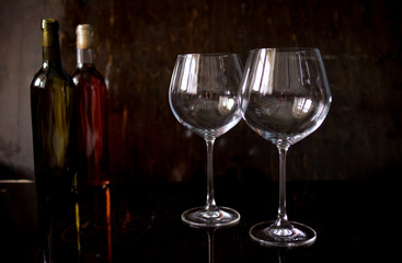 two glasses of red wine