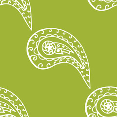 paisley seamless pattern, hand drawn indian cucumber, sketch