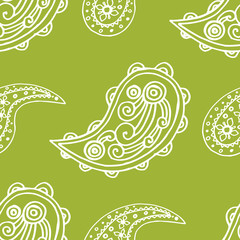 paisley seamless pattern, hand drawn indian cucumber, sketch