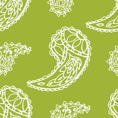 paisley seamless pattern, hand drawn indian cucumber, sketch