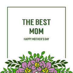 Vector illustration art purple wreath frame for card of best mom