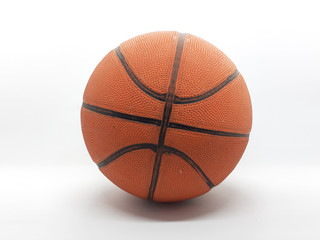 Fototapeta premium Orange and Black Color Basket Ball for Sports in White Isolated Background