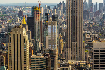 Midtown and Brooklyn skyline view from rooftop Rockefeller Center