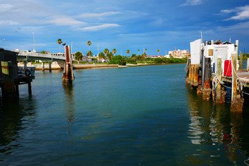 bay water sky clouds summer