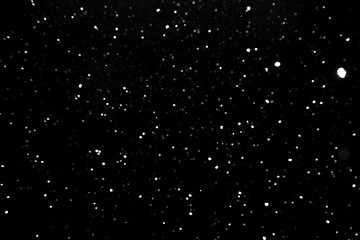 Naklejka na ściany i meble falling snow at night. snowfall at night. white chaotic spots on a black background