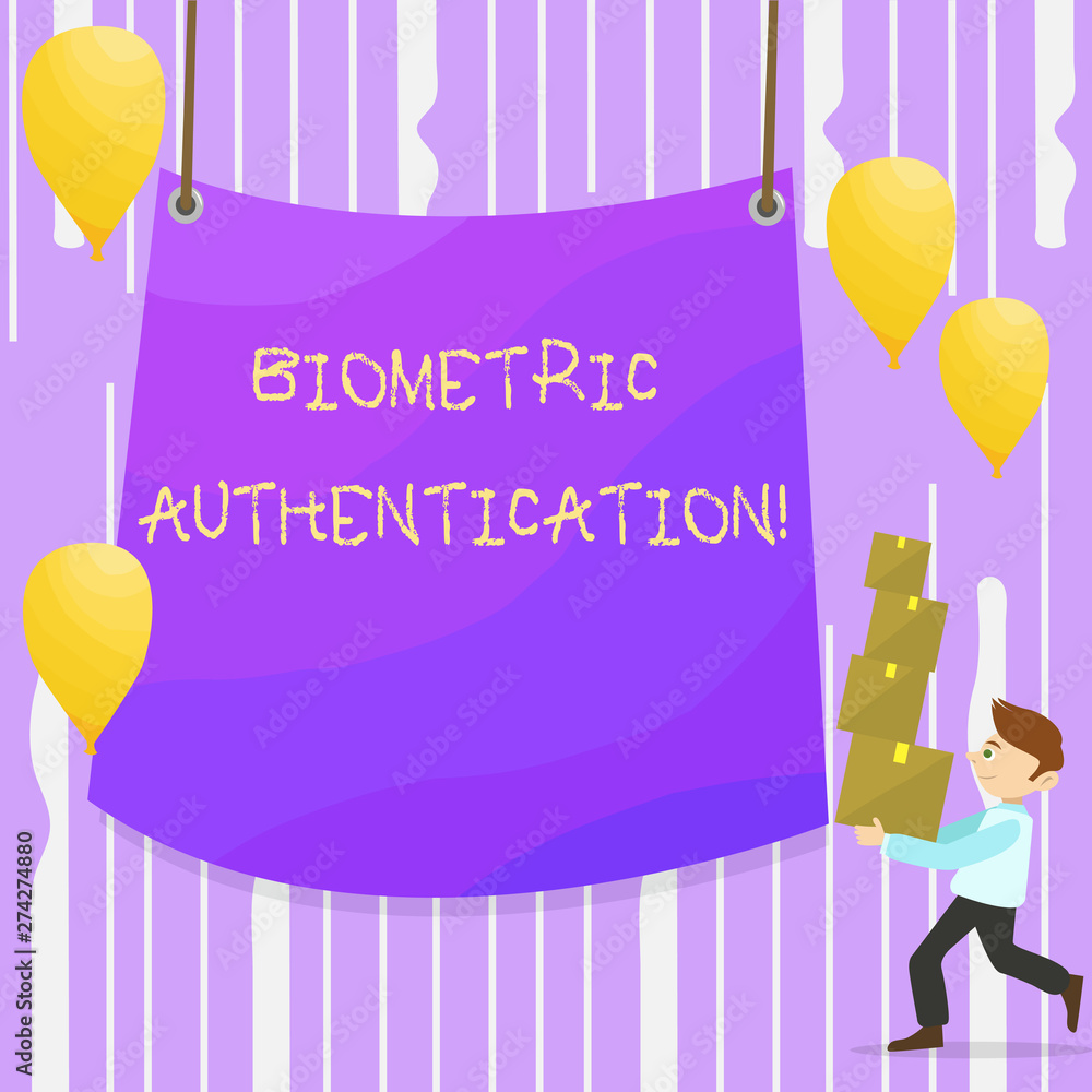 Poster word writing text biometric authentication. business photo showcasing identity verification involves