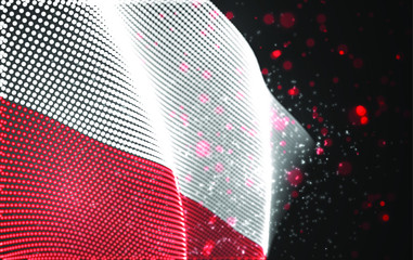 Vector bright glowing country flag of abstract dots. Poland