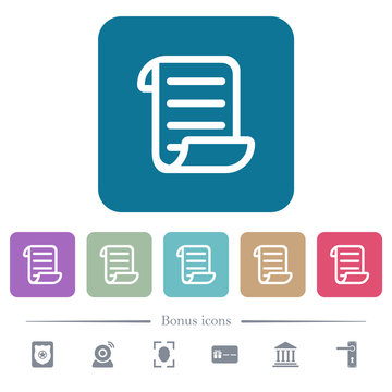 Script code flat icons on color rounded square backgrounds