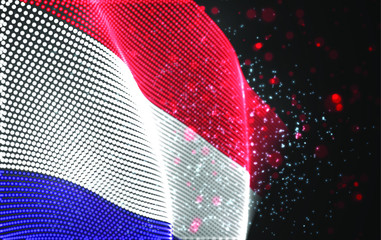 Vector bright glowing country flag of abstract dots. Netherlands, Amsterdam