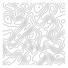 Abstract topoghrapic map. Thin black contour lines on white background. Vector illustration