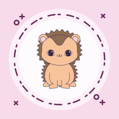 cute porcupine animal in frame circular