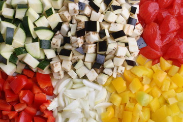 Hintergrund : Geschnittenes Gemüse.