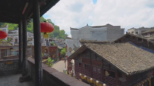 Views to old traditional houses from a balcony. Fenghuang ancient town, Hunan province, China