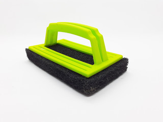 Black and Green Colorful Cleaning Sponge for Bathroom and Kitchen Utensils in White Isolated...