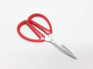 Artistic Red Scissor for Paper Craft Cutting in White Isolated Background