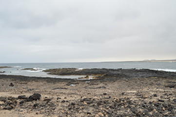 Wonderful Bay Full Of Volcanic Stones In Bajo Ballena. July 8, 2013. El Cotillo La Oliva Fuerteventura Canary Islands. Nature Vacation