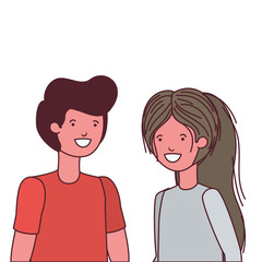 young couple in white background avatar character