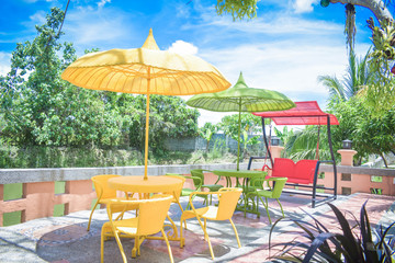 Outdoor cafe at river side