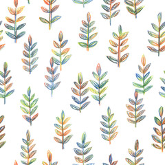 Decorative background with hand drawn branches. Pencil pattern for creative design of posters, cards, invitations, websites, prints and wallpapers. Cute botanical ornament.