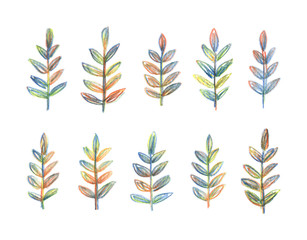 Decorative set of hand drawn branches. Pencil sketches for creative design of posters, cards, invitations, websites, prints and wallpapers. Cute botanical illustration.