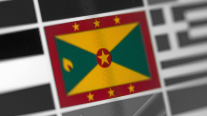 Grenada national flag of country. Grenada flag on the display, a digital moire effect.