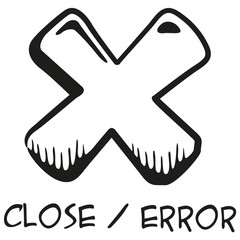 Illustration representing Icon button error, delete, fault, delete, letter x, art line. Ideal for informational, institutional materials and templates