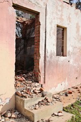 A building destroyed by fire or a bomb explosion concept image. 