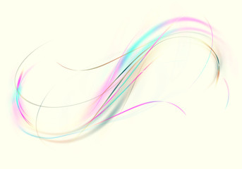  Abstract bright iridescent twisted wavy  delicate lines superimposed at each other on yellowish white background
