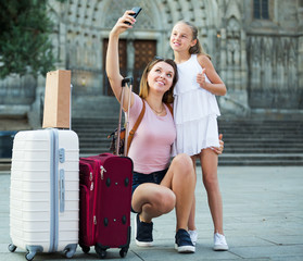 Female tourists taking selfie