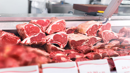 Meat displayed for sale in shop