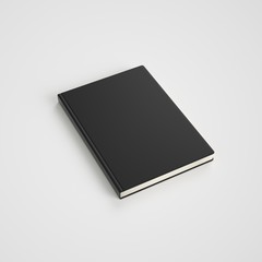 Mockup empty cover of black book on white background.