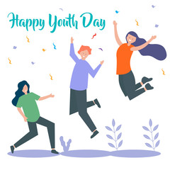 Happy Youth Day Celebration with young Boy and Girl, illustration of International youth day background