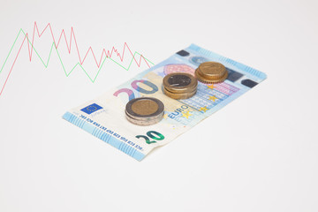 Euros, dinero en billetes y monedas, especulación, bancos, economía