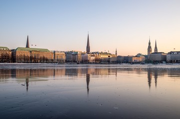 Obraz premium Hamburg Binnenalster Winter